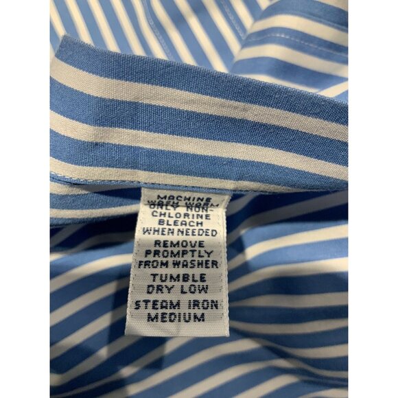 Ralph Lauren Button Down Shirt Large Blake Blue White Stripes - Picture 6 of 7